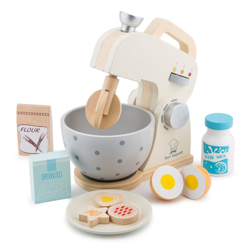 NEW CLASSIC TOYS - Wooden Baking Mixer Set - White